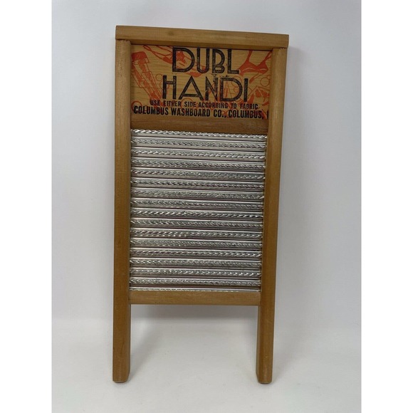 Vintage Dubl Handi Washboard Co Columbus Ohio Wash Board 18" X 8 5/8" Primitive - Picture 1 of 10